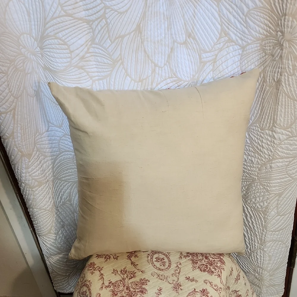 Cost Plus World Market Bird Floral Linen Cotton Pillow